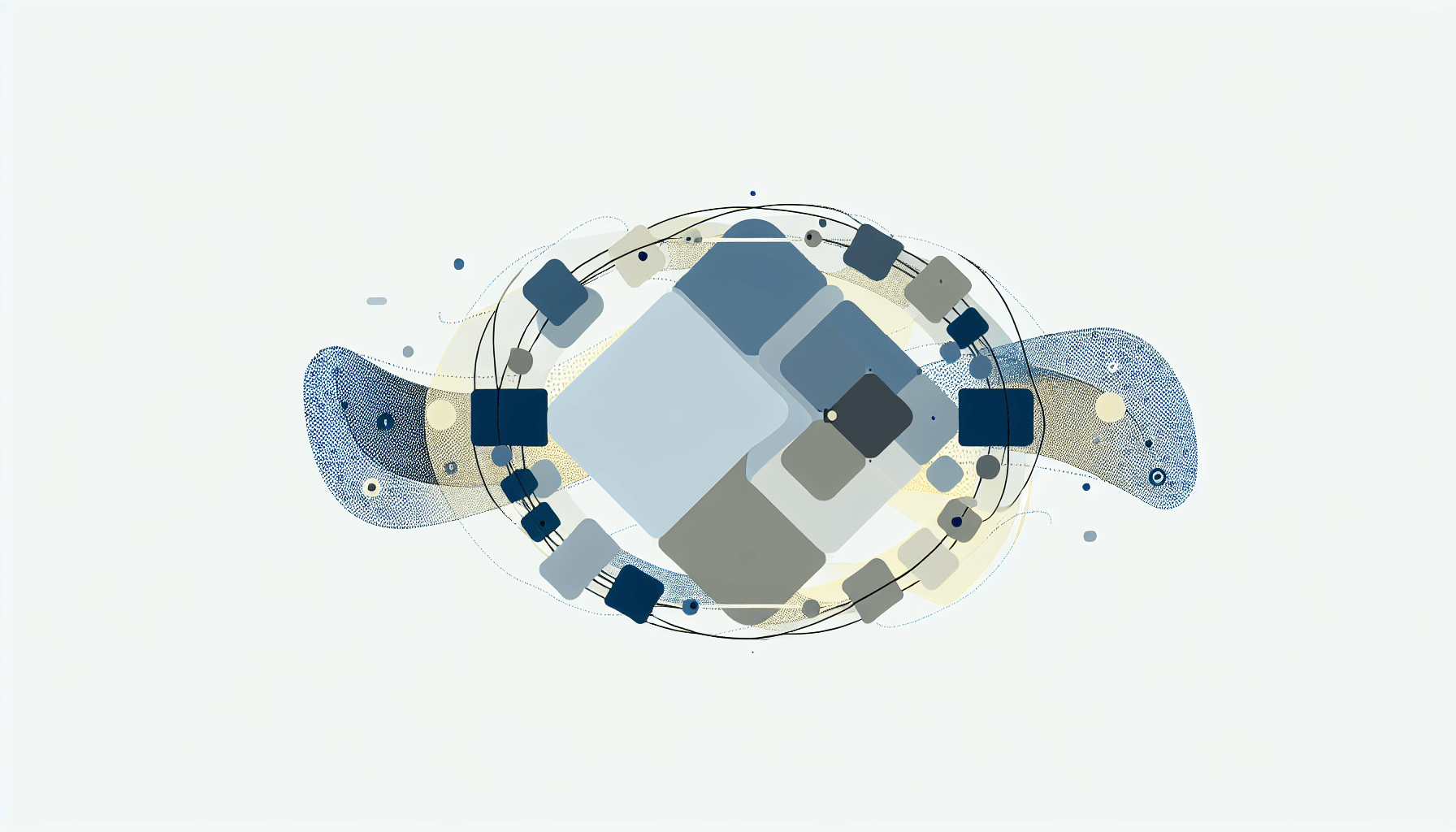 Abstract geometric illustration representing data flow and database architecture.