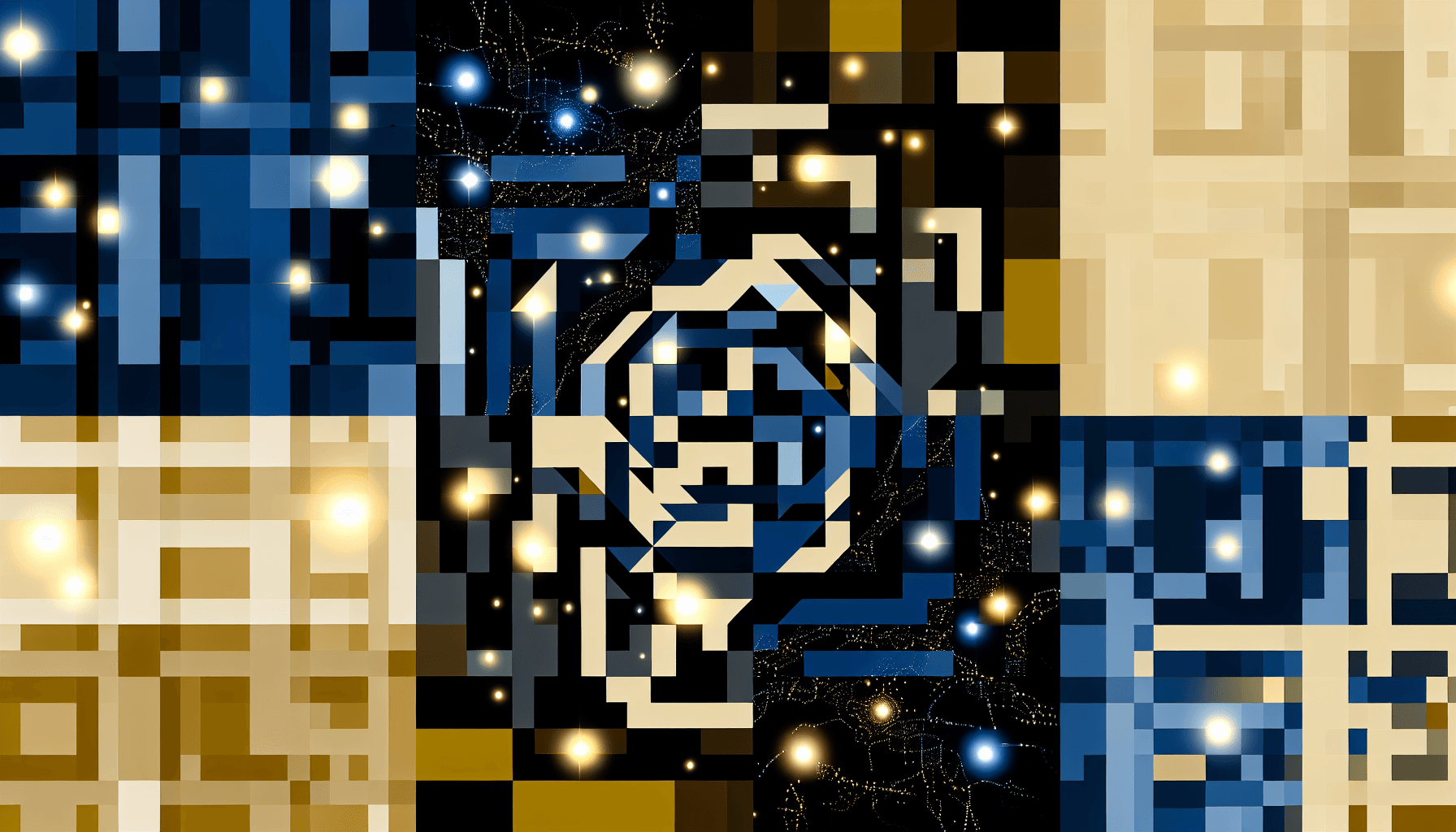 Abstract vector art illustrating AI pattern recognition with geometric shapes.