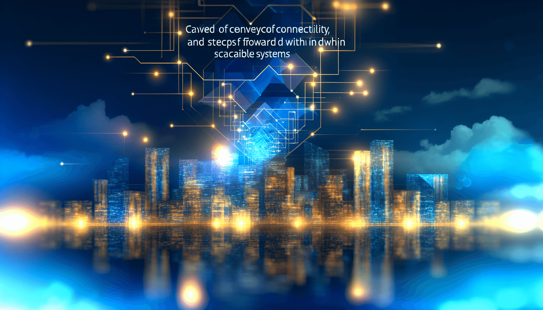 Futuristic cityscape at night with glowing lights symbolizing digital cloud infrastructure.