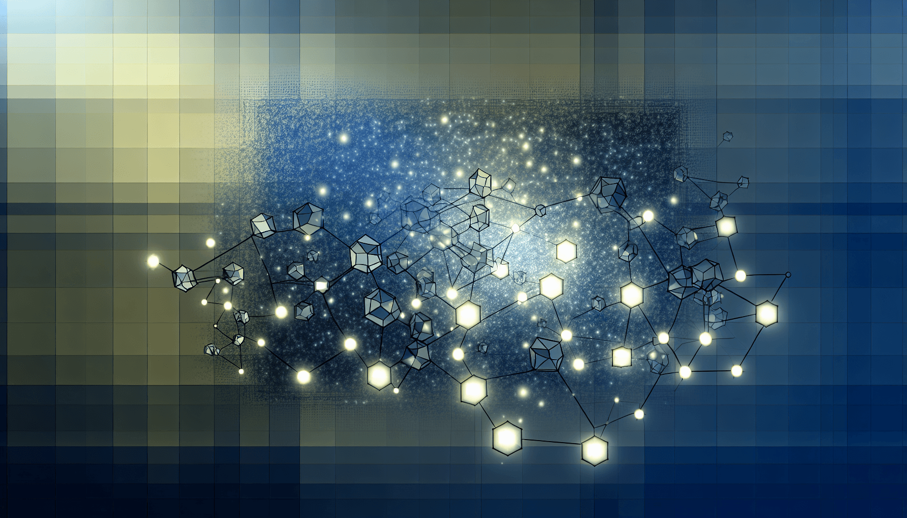 Abstract illustration of interconnected geometric shapes symbolizing microservice architecture.